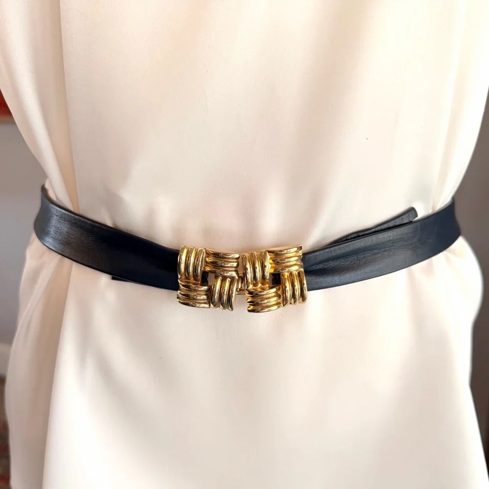 Vintage Blue and Gold Buckle Belt